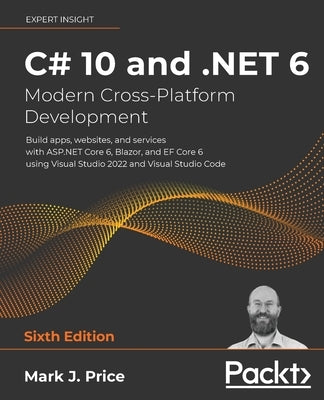 Paperback book titled "C# 10 and .NET 6 - Modern Cross-Platform Development" by Packt Publishing, showing the front cover.
