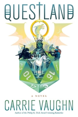 Paperback Questland by Harper Voyager with colorful fantasy cover art, featuring mystical landscape and adventurous characters.