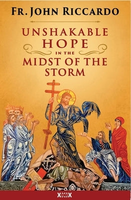 Paperback book titled "Unshakeable Hope in the Midst of the Storm" by Word Among Us Press, with a cover featuring a calming storm scene.