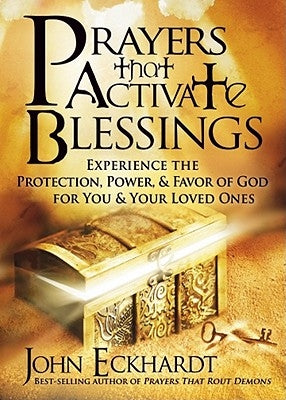 Paperback book titled "Prayers That Activate Blessings" by Charisma House, featuring a cover with spiritual and blessing-themed imagery.