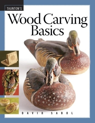 Paperback "Wood Carving Basics" book by Taunton Press showing detailed wood carving tools and techniques on the cover.