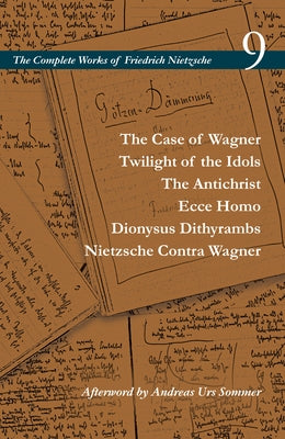 Paperback book titled "The Case of Wagner and Other Works" by Stanford University Press, featuring multiple Nietzsche essays in a clean design.