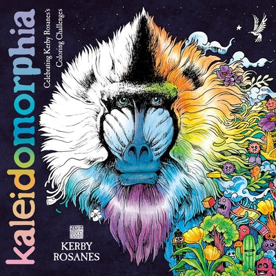 Paperback Kaleidomorphia coloring book by Kerby Rosanes from Plume Books featuring intricate geometric and fantastical designs.