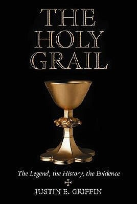 Paperback book titled "Holy Grail: The Legend, the History, the Evidence" by McFarland & Company, featuring a detailed cover design.