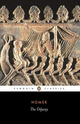 Open copy of The Odyssey by Penguin Group, featuring the classic book cover with ancient Greek artwork and title text.
