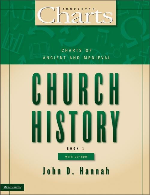 Paperback book titled "Charts of Ancient and Medieval Church History" by Zondervan Academic, shown with a cover image.