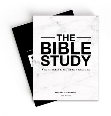 Paperback Bible study book titled "The Bible Study: A One-Year Study of the Bible and How It Relates to You" by Brand Sunday.