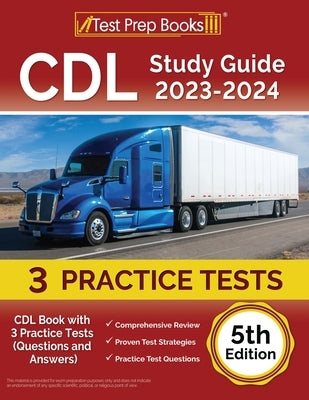 Test Prep Books CDL Study Guide 2023-2024 paperback with practice test questions and answers for CDL exam preparation.