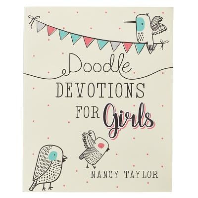 Leather cover Doodle Devotions for Girls softcover journal by Christian Art Gifts Inc, featuring colorful illustrations and inspiring designs.