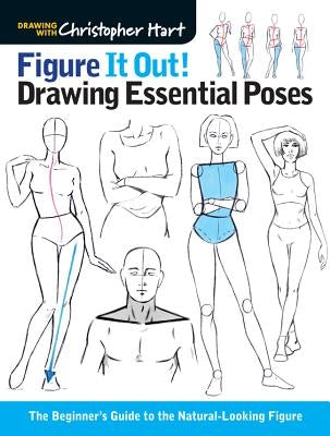 Drawing with Christopher Hart Figure It Out! drawing guide showing beginner-friendly natural figure poses in a sketchbook.