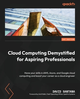 Paperback book titled "Cloud Computing Demystified for Aspiring Professionals" by Packt Publishing, focusing on AWS, Azure, and Google cloud.