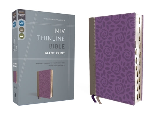 Niv, Thinline Bible, Giant Print, Leathersoft, Gray/Purple, Red Letter, Thumb Indexed, Comfort Print Bible Zondervan