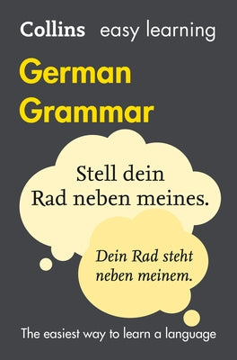 Collins Easy Learning German grammar paperback book with green cover, designed for learners studying German language and grammar.