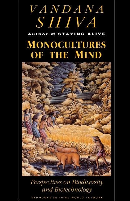 Paperback book titled "Monocultures of the Mind" by Bloomsbury Publishing PLC, focusing on biodiversity and biotechnology topics.