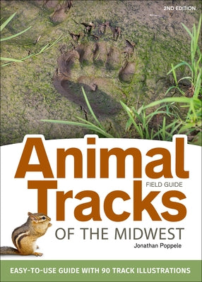 Animal Tracks of the Midwest Field Guide by Adventure Publications showing 55 detailed animal track illustrations on the cover.