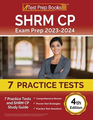 Test Prep Books SHRM CP Exam Prep 2023-2024 paperback with 7 practice tests and study guide for HR certification preparation.