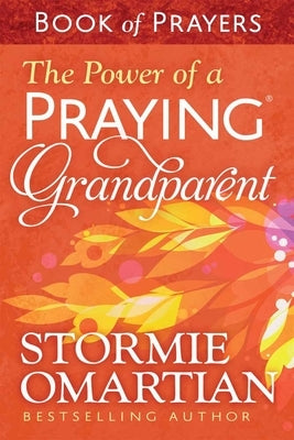 Open book titled "The Power of a Praying Grandparent" by Harvest House Publishers, showing pages of prayers for grandparents.