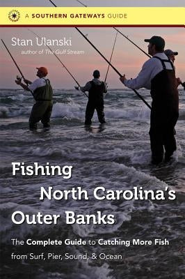 Cover image of "Fishing North Carolina's Outer Banks" guidebook by University of North Carolina Press, featuring a fishing scene.