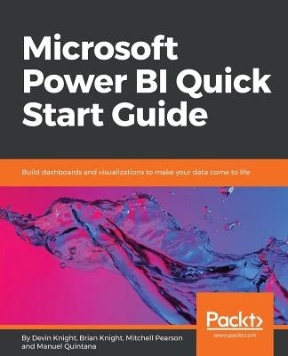 Paperback Power BI Quick Start Guide by Packt Publishing showing a colorful dashboard on the cover with visualizations and charts.