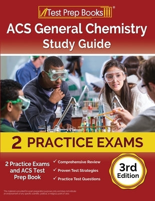 Paperback ACS General Chemistry Study Guide by Test Prep Books, featuring practice exams and test prep content for chemistry students.