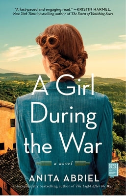 A paperback copy of "A Girl During the War" by Atria Books, featuring the book cover with artistic illustrations.