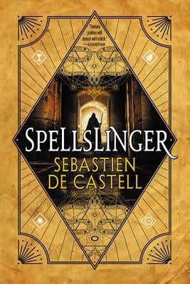 Spellslinger paperback book by Orbit featuring vibrant fantasy cover art, showcasing a mystical character with magical elements.