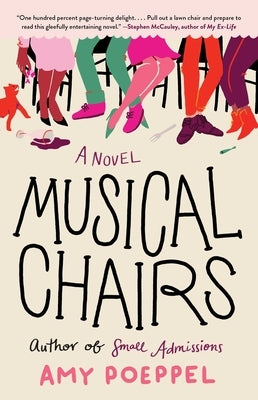 Paperback copy of the book "Musical Chairs" by Atria Books featuring a cover with colorful abstract artwork.