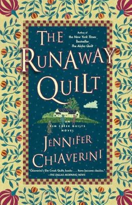 Cover of "The Runaway Quilt," a novel from ELM Creek Quilts series by Simon & Schuster, featuring a colorful quilt pattern.
