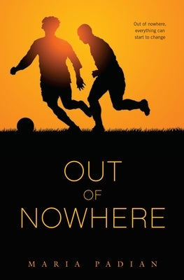 Paperback of "Out of Nowhere" by Ember featuring a colorful cover design, placed on a wooden surface.