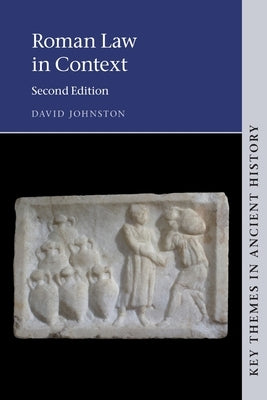 Paperback of Roman Law in Context by Cambridge University Press, featuring historical text and classical Roman legal illustrations.