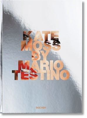 Kate Moss portrait photograph by Mario Testino, from Taschen collection, featuring a close-up of her face and striking fashion details.