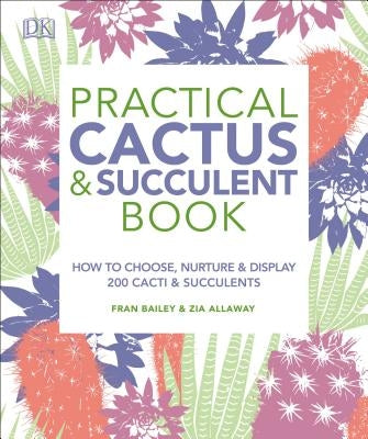 Open page from Practical Cactus and Succulent Book showing colorful illustrations of various cacti and succulents for care guidance.