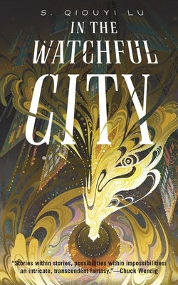 Paperback of "In the Watchful City" by Tordotcom featuring cityscape cover art with futuristic buildings and a moody, atmospheric scene.