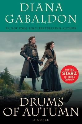 Close-up of the Drums of Autumn Starz Tie-In Edition book cover by Bantam, featuring autumn-themed artwork and title text.