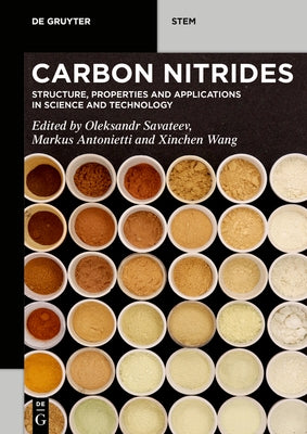 Paperback book titled "Carbon Nitrides" by de Gruyter, featuring a cover with scientific diagrams and text.