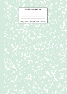 Marble Notebook A4: Mint Green College Ruled Journal Paperback Young Dreamers Press