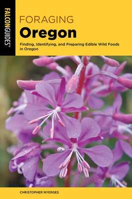 Paperback book titled "Foraging Oregon" by Falcon Press Publishing, featuring illustrations of edible wild plants on the cover.