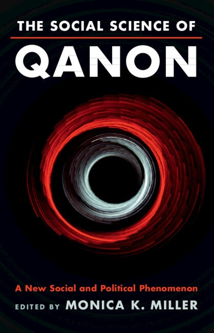 Paperback book titled "The Social Science of Qanon" by Cambridge University Press, featuring a cover with social and political themes.
