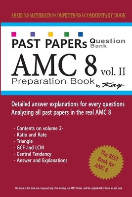 Paperback AMC8 Past Papers Question Bank by Createspace, math preparation book with sample exam questions and practice problems.