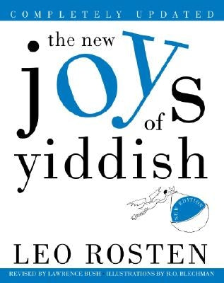 Paperback copy of The New Joys of Yiddish by Harmony, showing the book's cover with colorful text and design elements.