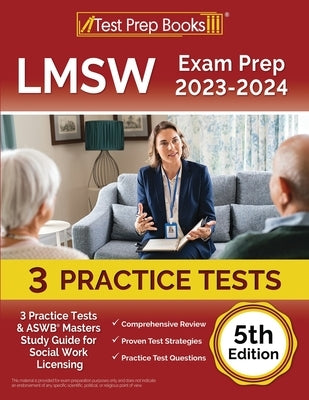 Paperback LMSW Exam Prep 2023-2024 by Test Prep Books with practice tests and study guide for social work licensing exam.