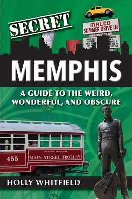 Paperback of Secret Memphis guide by Reedy Press, showing colorful cover with images of Memphis landmarks and quirky details.