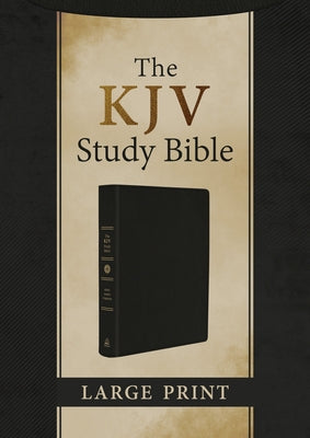 Large print KJV Study Bible in black genuine leather by Barbour Publishing, showing the detailed leather cover and gold-foiled edges.