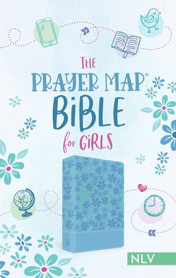 Sky blue shimmer Prayer Map Bible for Girls by Barbour Publishing, showing the decorative cover with gold accents and floral design.