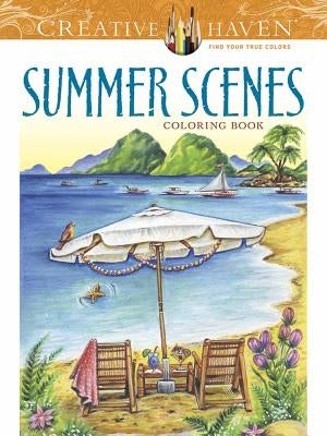 Paperback Creative Haven Summer Scenes coloring book by Dover Publications featuring vibrant summer landscapes and illustrations.