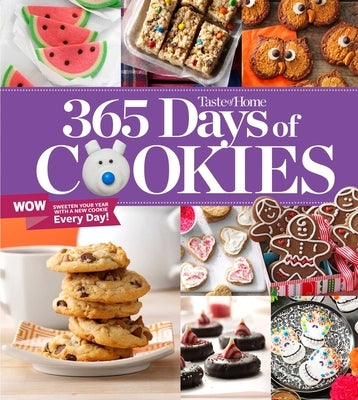 Paperback cookbook titled "Taste of Home 365 Days of Cookies" featuring various cookie recipes on the cover.