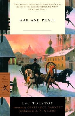 Paperback edition of War and Peace by Modern Library featuring a classic cover design and crisp, readable text.