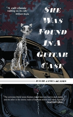 Cover art for "She Was Found in a Guitar Case" book by Perpetual Motion Machine Publishing, featuring a mysterious scene.