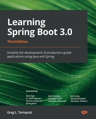 Paperback book titled "Learning Spring Boot 3.0 Third Edition" by Packt Publishing, featuring a cover design on a plain background.