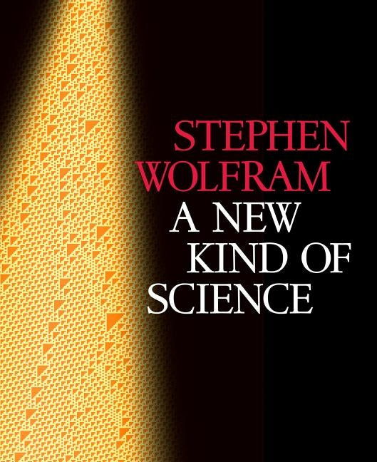 Paperback of "A New Kind of Science" by Wolfram Media, featuring a plain cover with the title and author details.